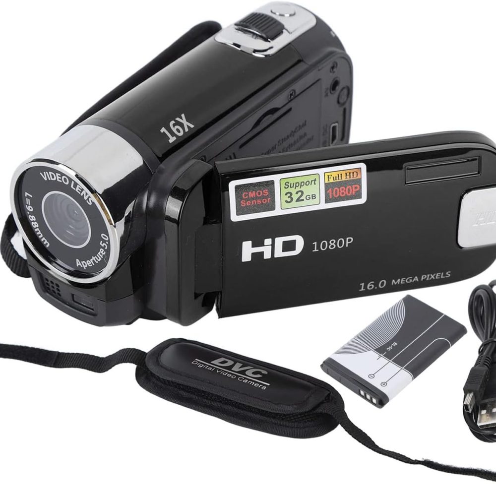 1080P HD Camera Camera Camcorder, 16MP DV Camera 16x Digital Zoom Video Camera, 2.7in TFT Rotatable Screen, Built in Speakers, USB (Black) - Image 9