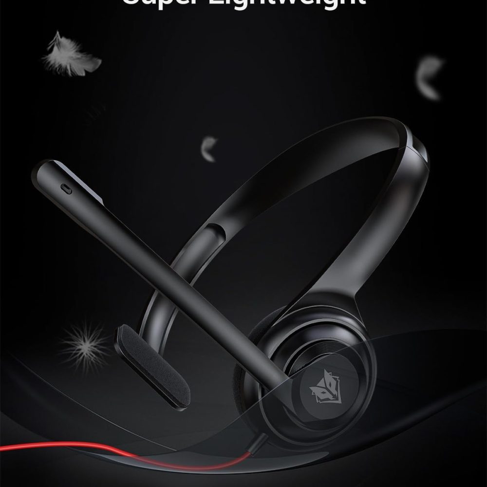 NUBWO HW02 USB Headset with Microphone Noise Cancelling &in-line Control, Ultra Comfort Computer Headset for Laptop pc, On-Ear Wired Office Call Center Headset for Boom Skype Webinars（Black） - Image 3