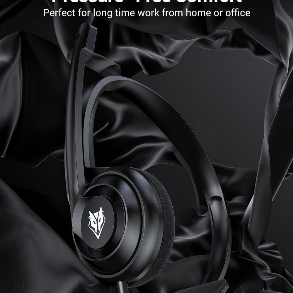 NUBWO HW02 USB Headset with Microphone Noise Cancelling &in-line Control, Ultra Comfort Computer Headset for Laptop pc, On-Ear Wired Office Call Center Headset for Boom Skype Webinars（Black） - Image 6