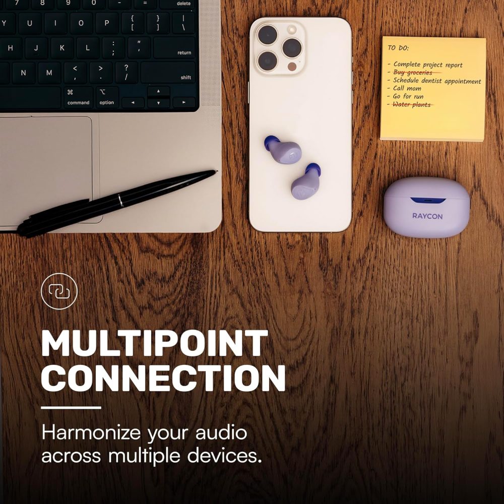 Raycon Everyday Earbuds (2024 Edition) - Bluetooth True Wireless in-Ear Buds with 32 Hours Playtime, Multpoint Technology, Extreme Comfort, and Active Noise Cancellation (Blush Violet) - Image 6